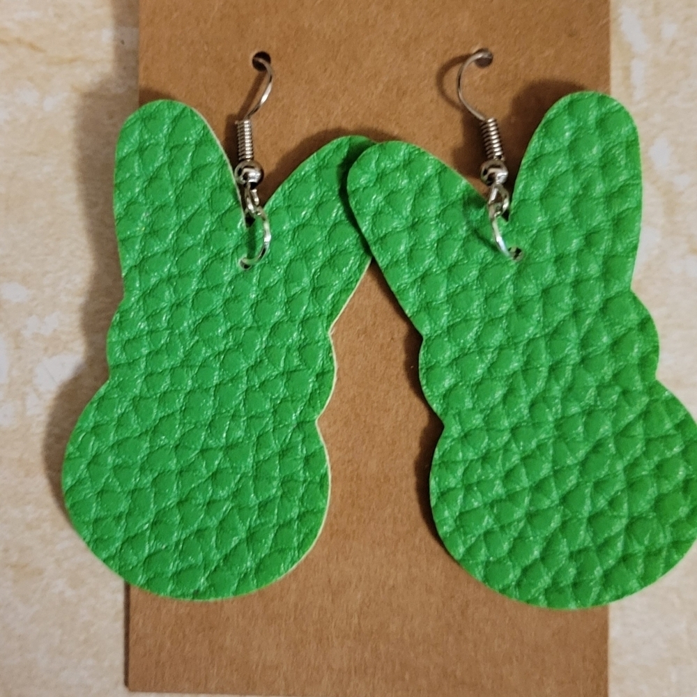 Pleather Bunny Easter Dangle Earrings